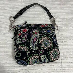 Vera Bradley Kiev Paisley Shoulder Bag Faux Patent Leather Strap Multi Pocket